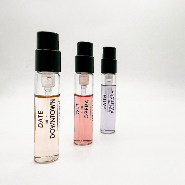 Premium Perfume Sample Set: Date me in Downtown, Out at the Opera, Faith for Fantasy | 1.5ml Vials | Discover the Essence of Capture